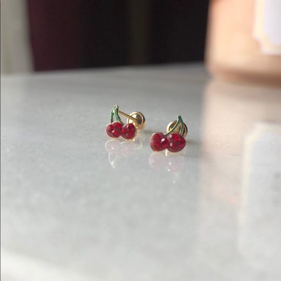 Silver with Gold plated Cherry Earrings - Picture 1 of 3